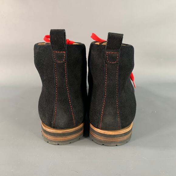 PAUL STUART Size 12 Black Red Textured Leather Lace Up Boots main image 7